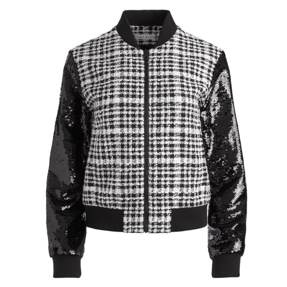 Alice & Olivia Felisa sequin bomber jacket - Picture 3 of 16